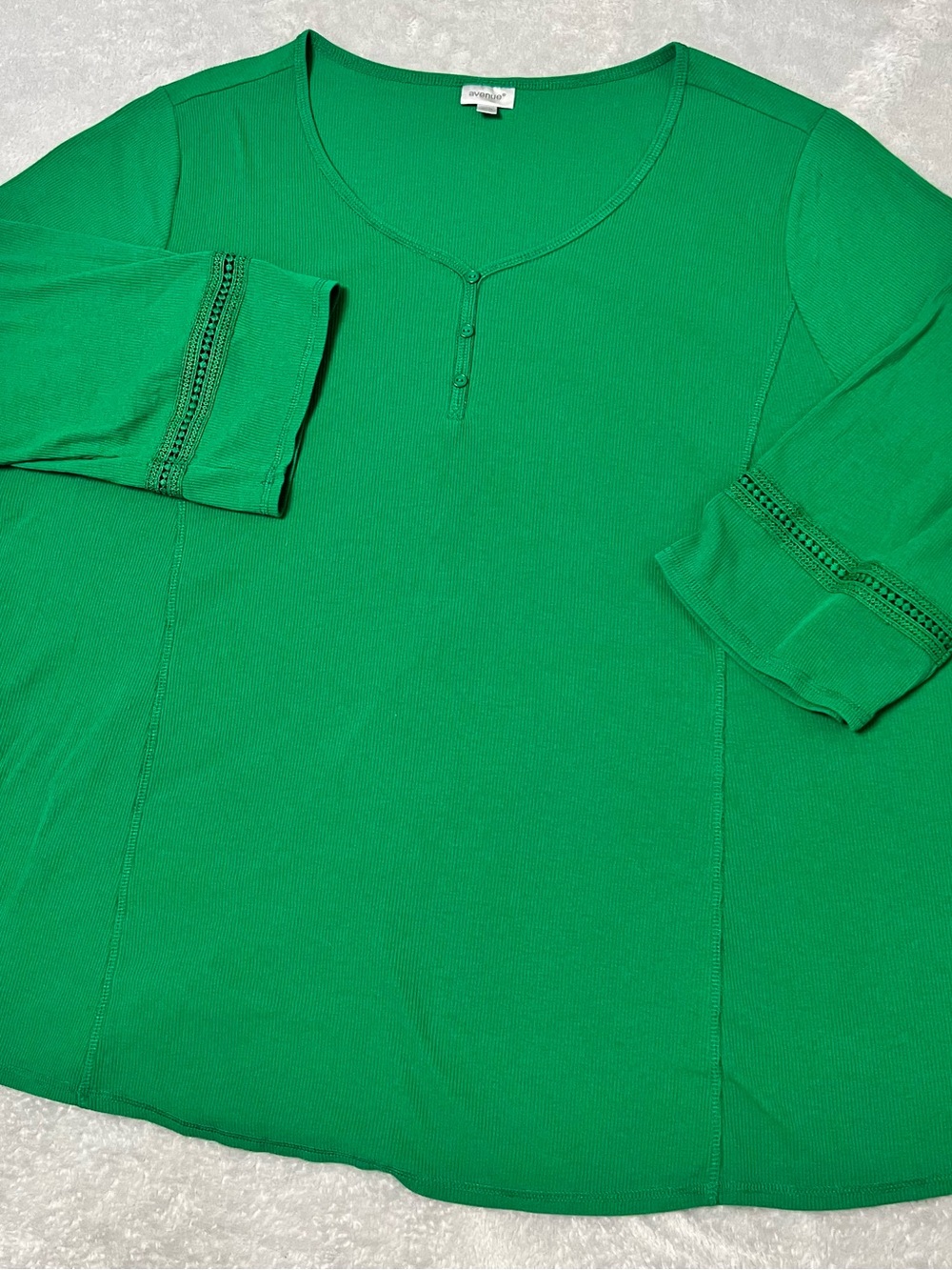 Avenue Bright Green Long Sleeve Henley Top
